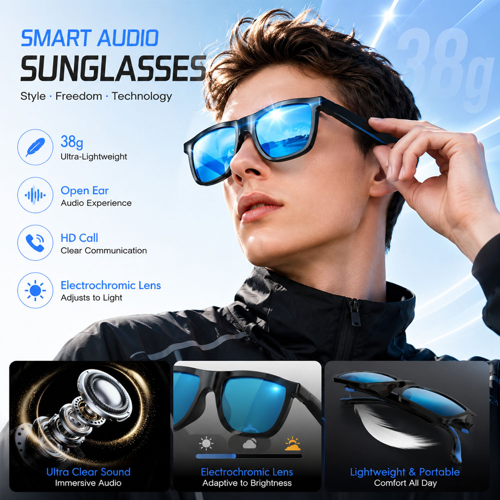 New AI Smart Audio Glasses 38g - огляд і ціна Audio Music Arabic