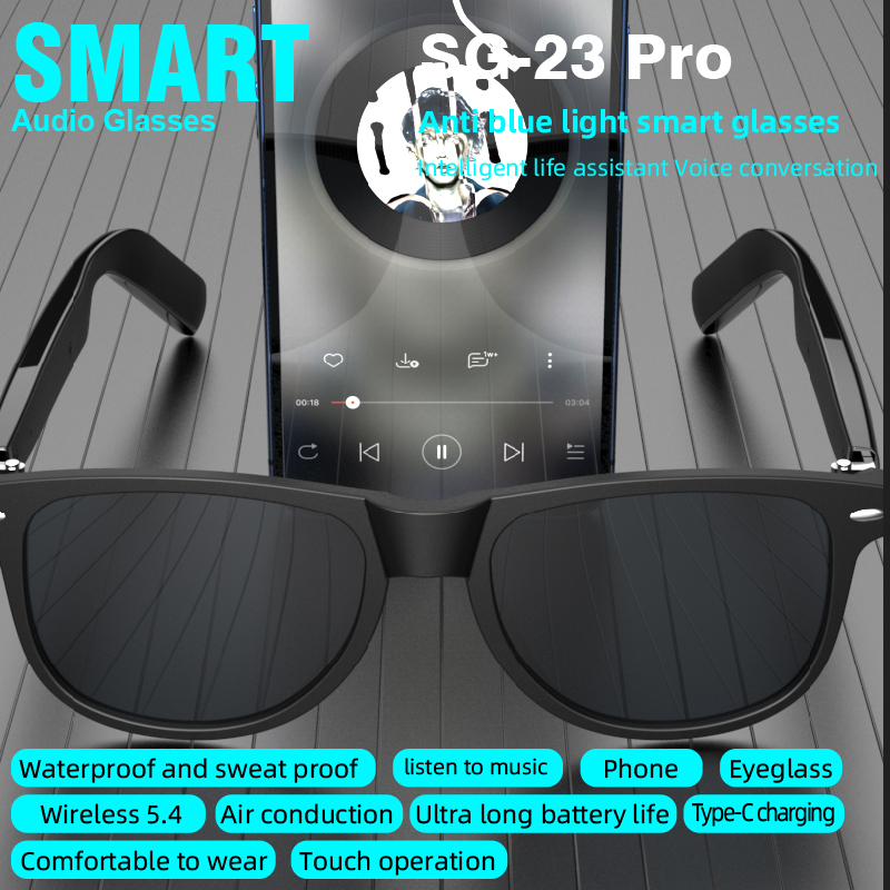 SG‑23 Pro Smart Audio Glasses  - огляд і ціна Audio Music Arabic