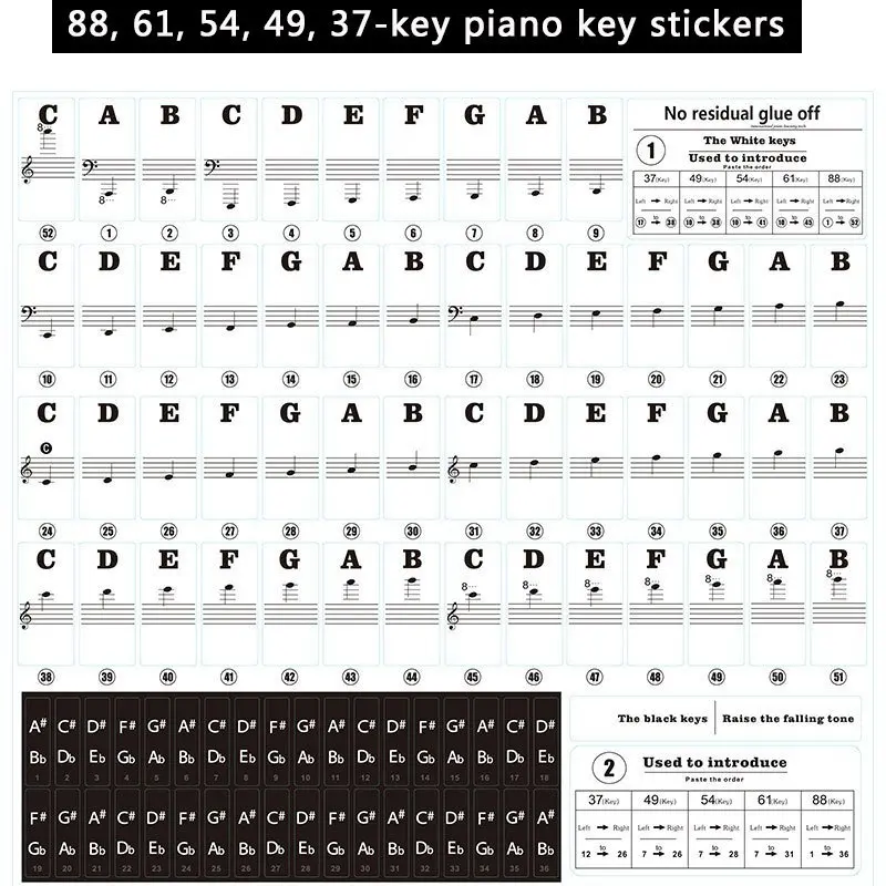 1PC Piano Training Stickers Fo - огляд і ціна Keyboard Piano 61 Key