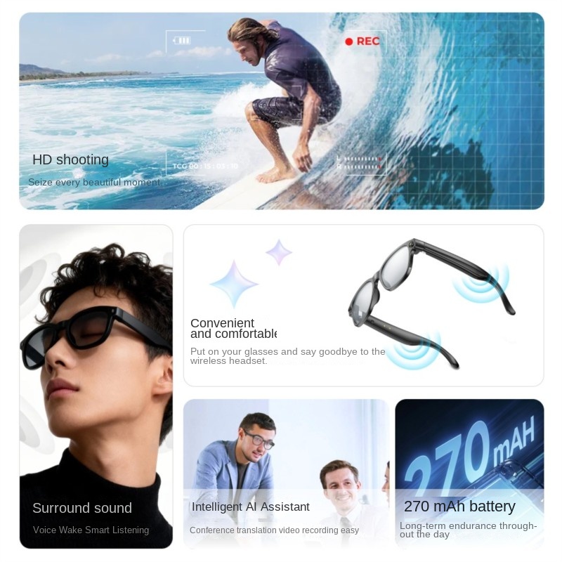 AI Smart Glasses 800W Camera M - огляд і ціна Audio Music Voice