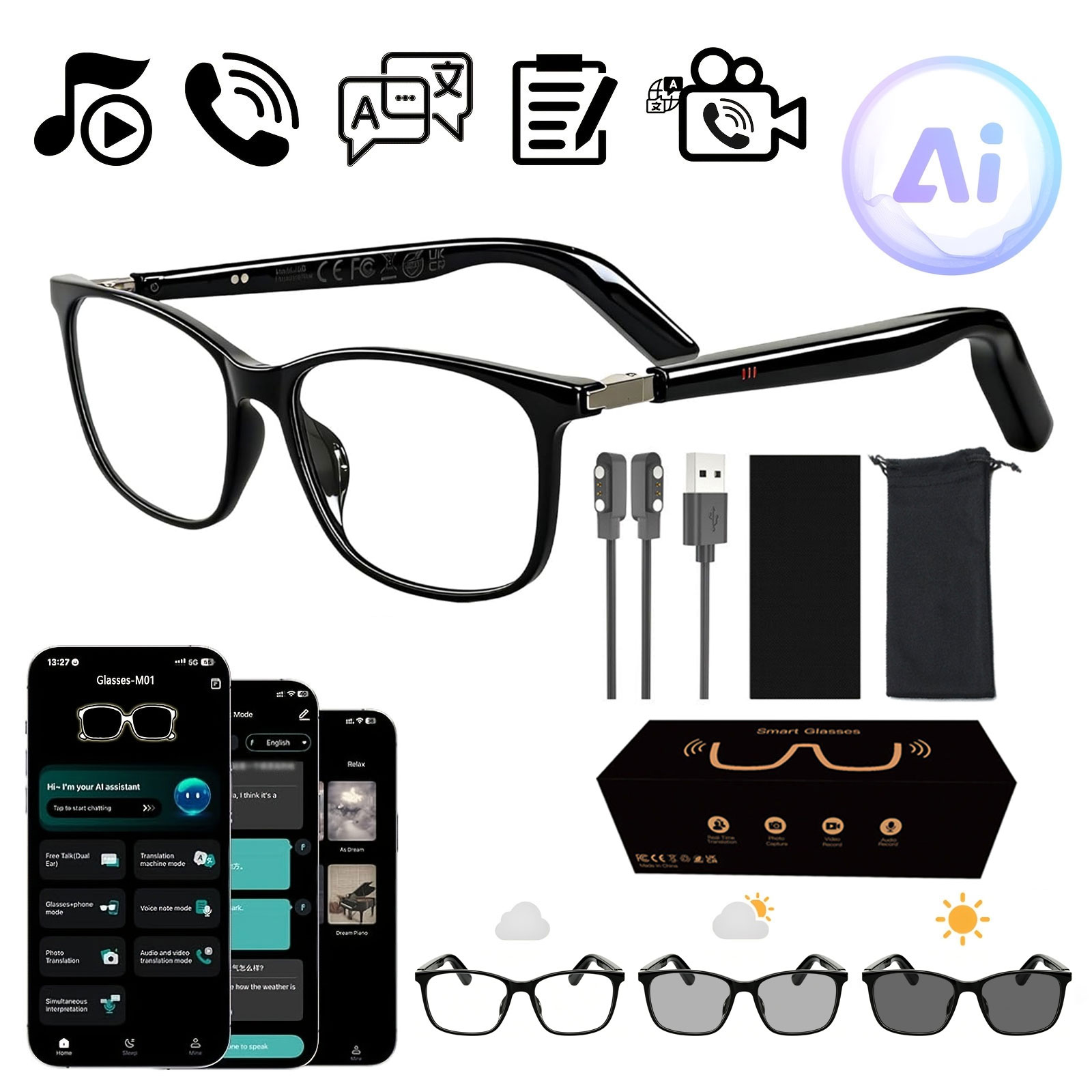 Smart Audio Glasses with Real- - огляд і ціна Audio Music Voice