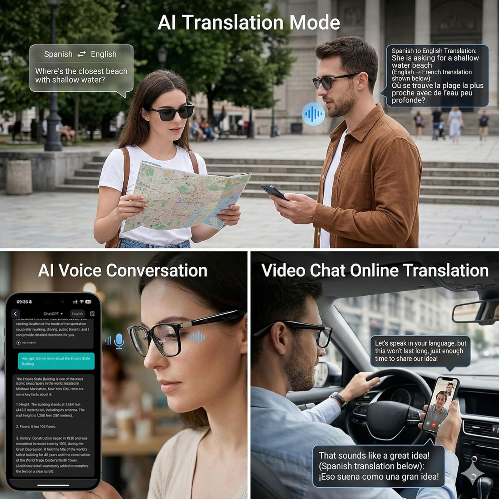 Smart Audio Glasses with Real- - огляд і ціна Audio Music Voice